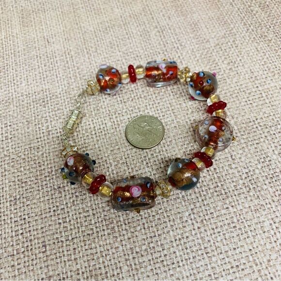 Art Glass Lampwork Beaded Bracelet - Picture 1 of 2